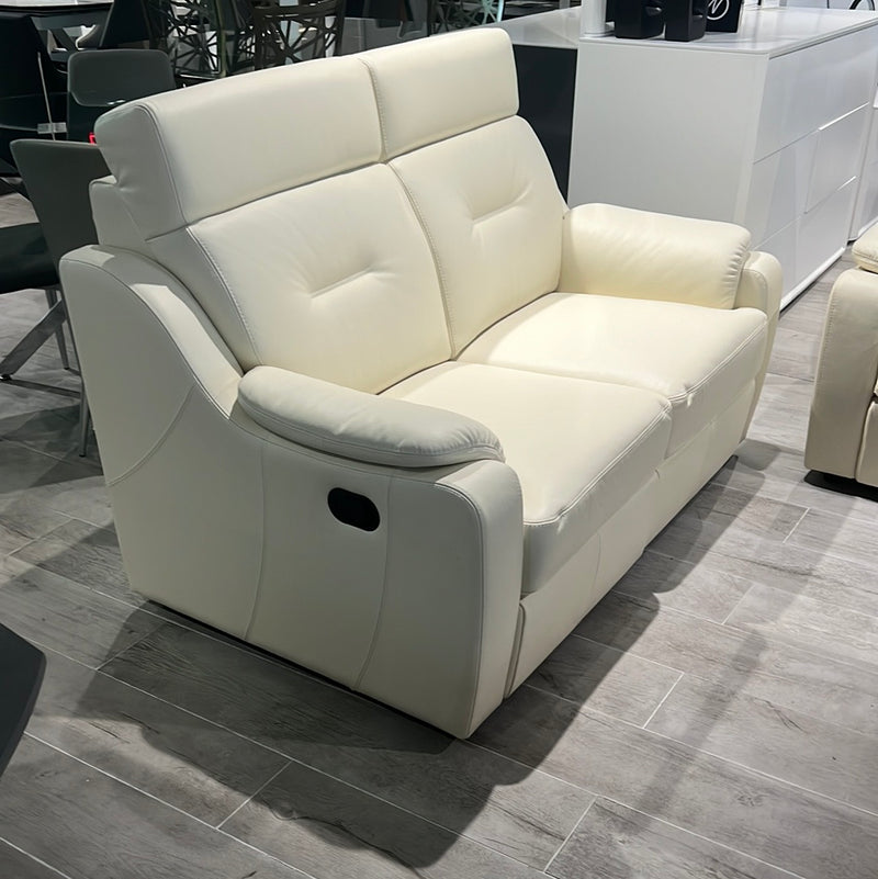 Verona Cream Italian Leather Reclining Sofa Set