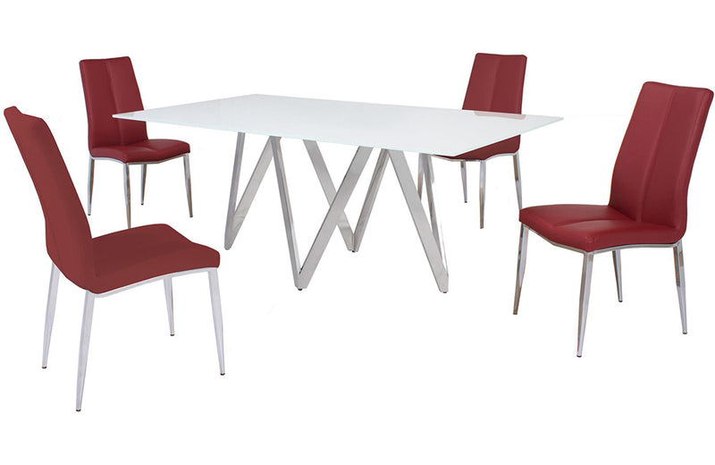 Abigail 5 pc Dining Set Red