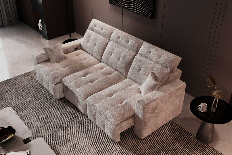 Aldo Sliding Seat Fabric Sectional Sofa with Storage