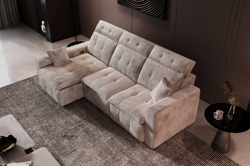 Aldo Sliding Seat Fabric Sectional Sofa with Storage