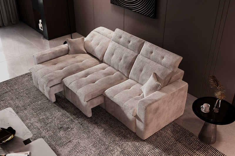 Aldo Sliding Seat Fabric Sectional Sofa with Storage