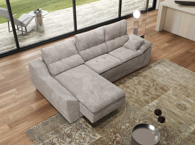 ANITA FABRIC SECTIONAL SOFA WITH POWER RECLINERS