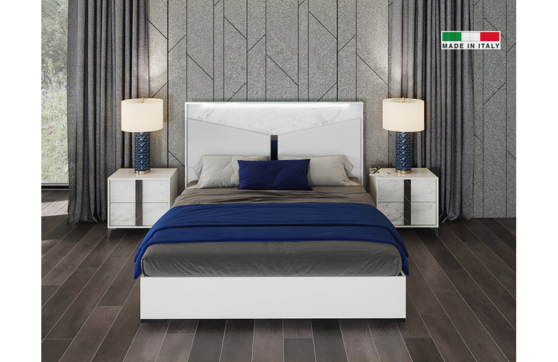 Antonella White Marble Modern Bed