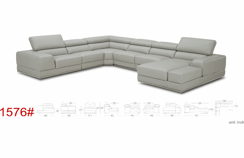 1576 Sectional Sofa Right by Kuka Grey