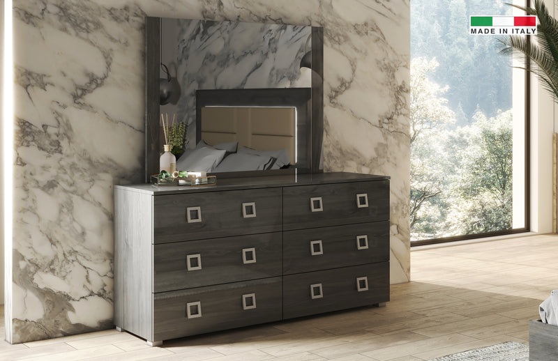 Dafne Grey Modern Dresser and Mirror