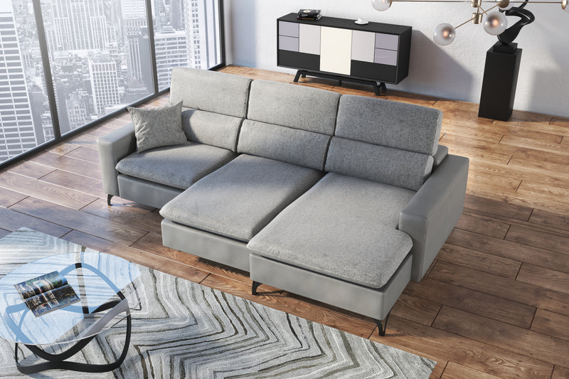 Gianna Grey Fabric Sectional Sofa