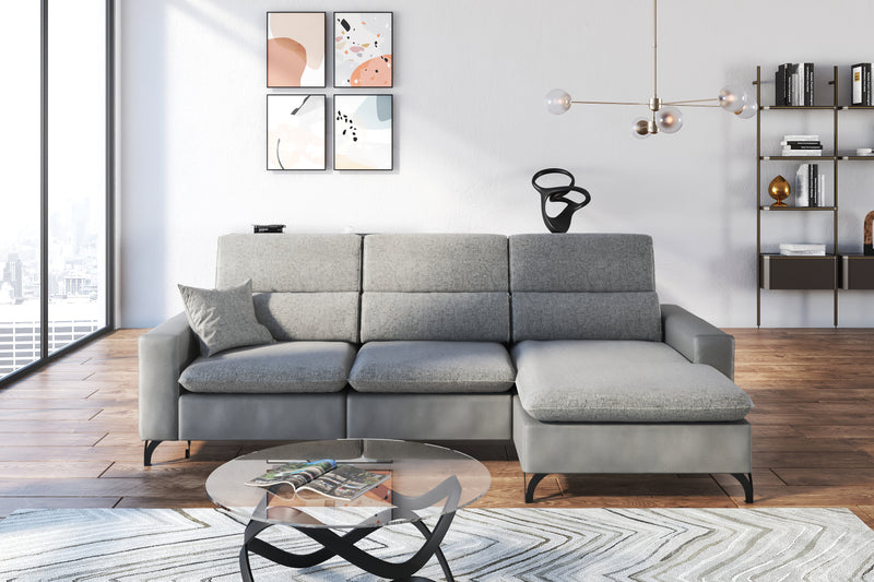 Gianna Grey Fabric Sectional Sofa