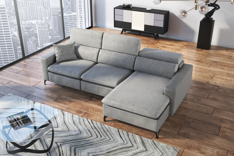 Gianna Grey Fabric Sectional Sofa