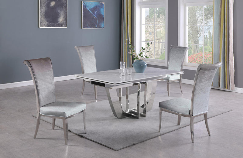 Joy 5 pc Dining Set Gray Fabric