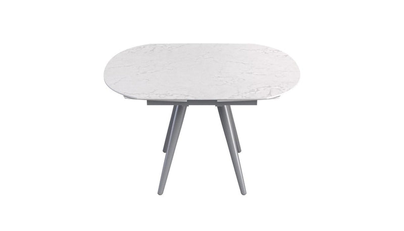 Lavello White Ceramic Dining Table with extensions AND  4  Vittoria Dark grey chairs