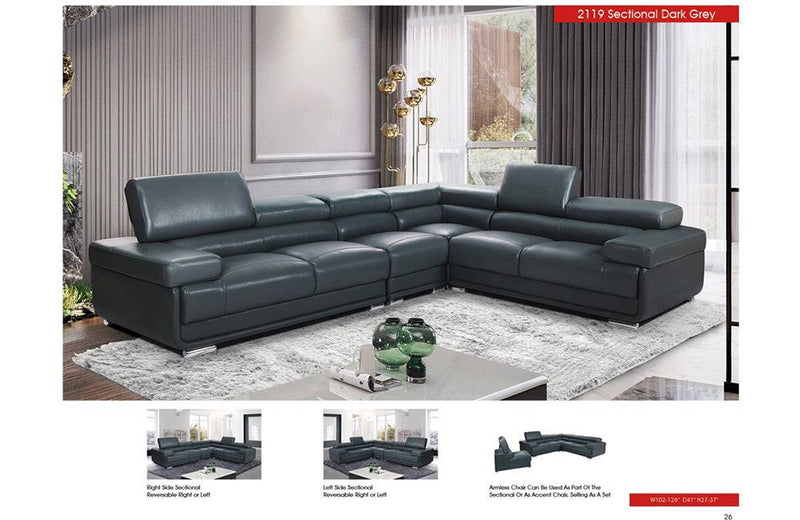 2119 Dark Grey Sectional Sofa