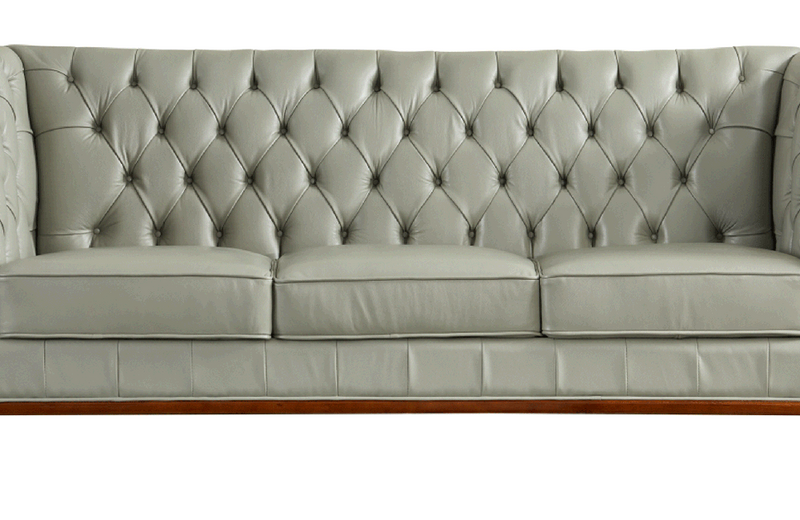 401 Grey Leather Sofa