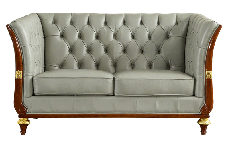 401 Grey Leather Loveseat