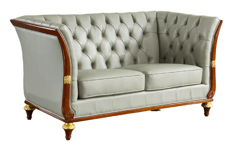 401 Grey Leather Loveseat