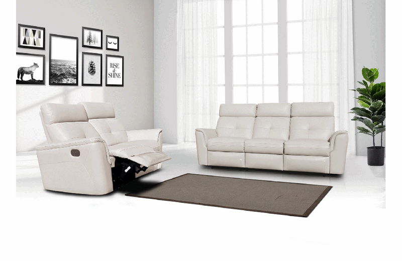 8501 White w/Manual Recliners Sofa