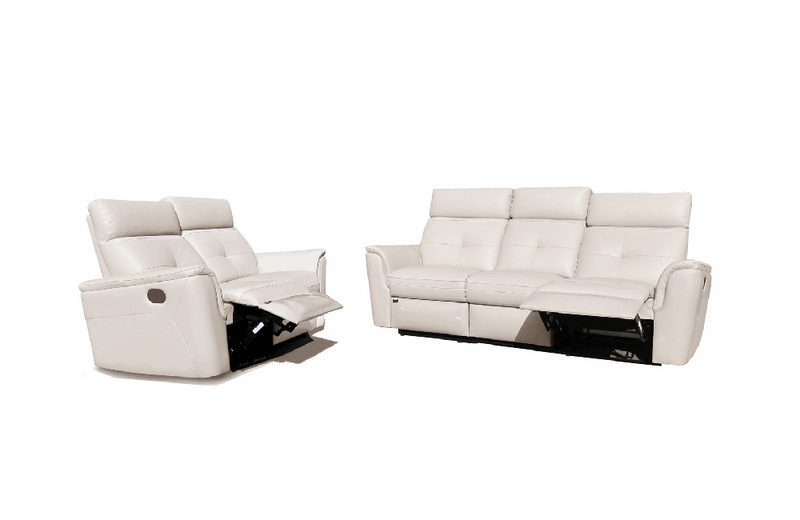 8501 White w/Manual Recliners Sofa Set