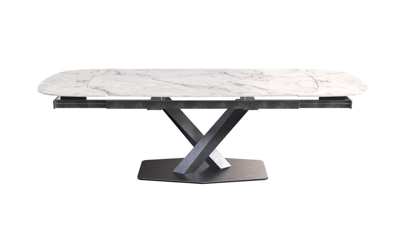 Fondi Ceramic Table with two extensions with Modena chairs