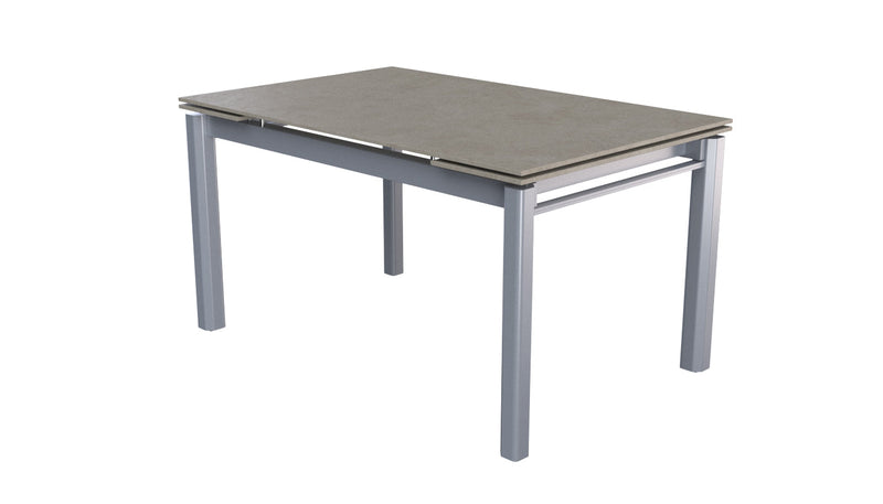 Polla Grey Ceramic table with extensions with Vittoria Light Grey Chairs