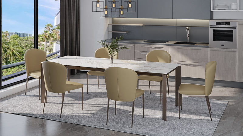 Torino Ceramic Dining table with Riano Beige Chairs