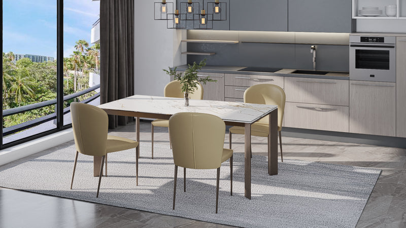 Torino Ceramic Dining table with Riano Beige Chairs