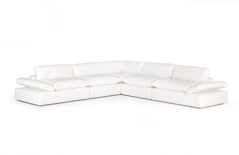 Divani Casa Kelly Modern White Fabric Sectional Sofa