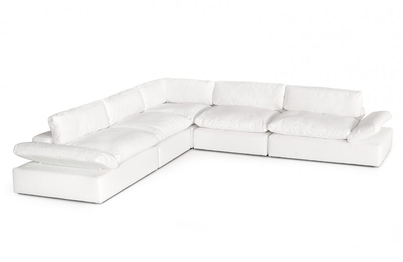 Divani Casa Kelly Modern White Fabric Sectional Sofa