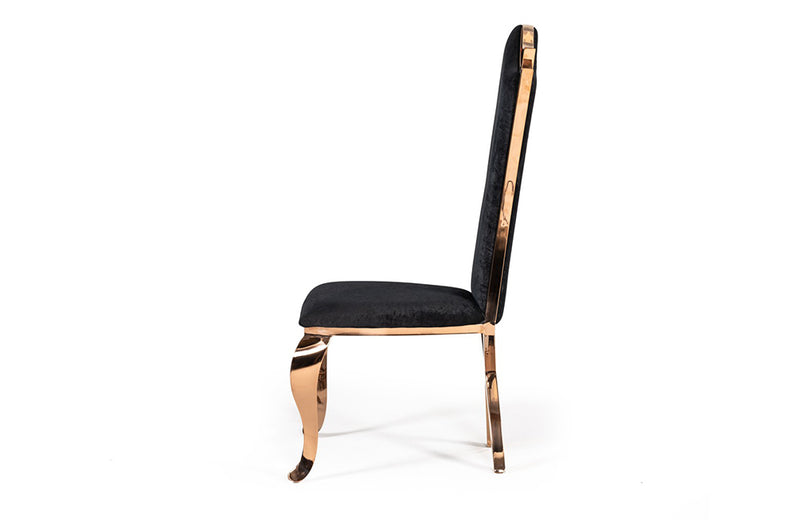 Modrest Bonnie Transitional Black Velvet & Rosegold Dining Chair (Set of 2)