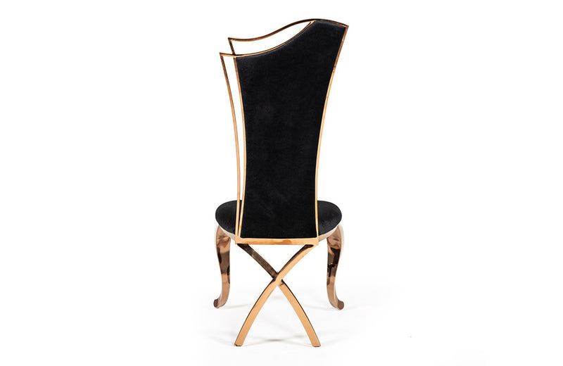 Modrest Bonnie Transitional Black Velvet & Rosegold Dining Chair (Set of 2)