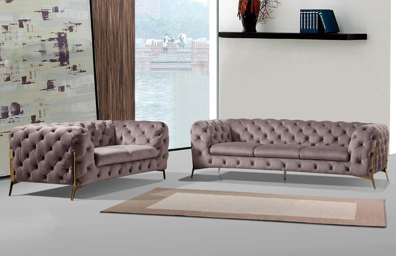 Divani Casa Sheila Modern Silver Fabric Sofa Set