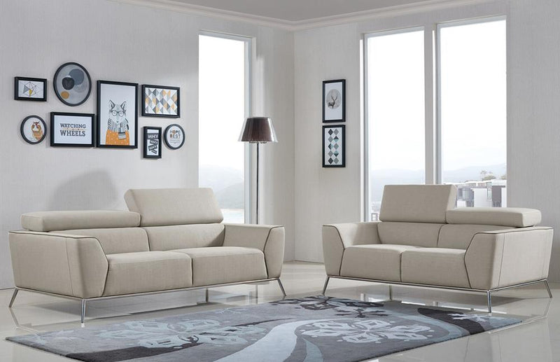 Divani Casa Velva Modern Beige & Brown Fabric Sofa Set