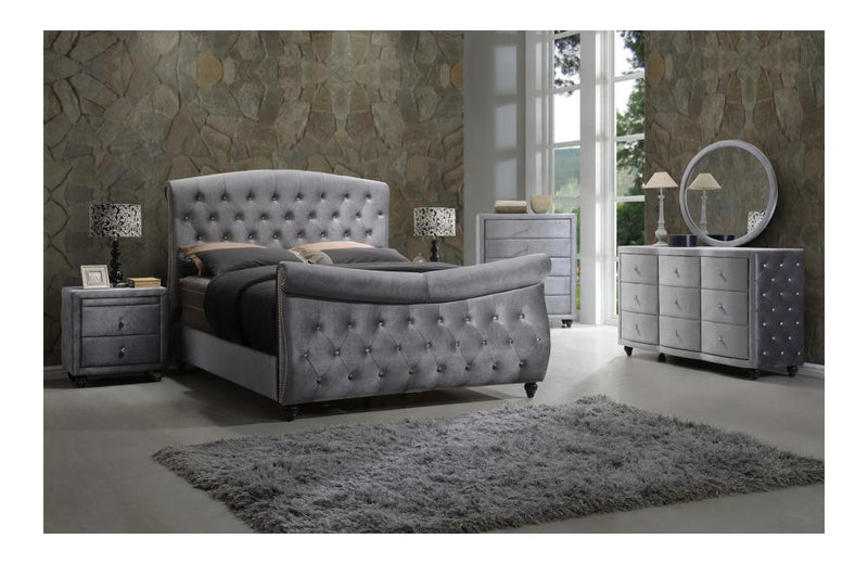 Dagen Grey Sleigh Bed