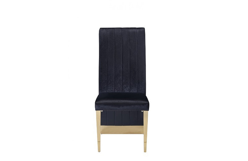 Modrest Keisha Modern Black Velvet and Gold Dining Chair Set of 2