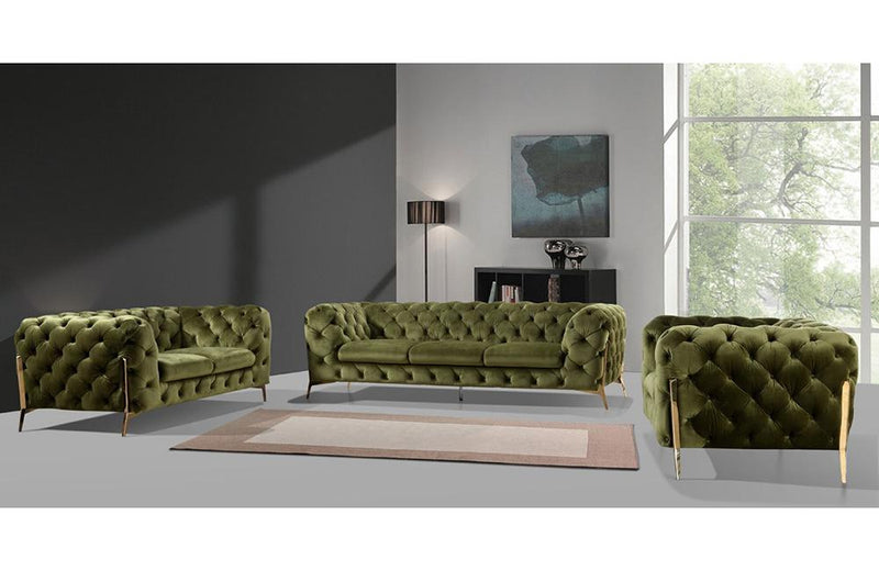 Athena Modern Green Fabric Sofa Set