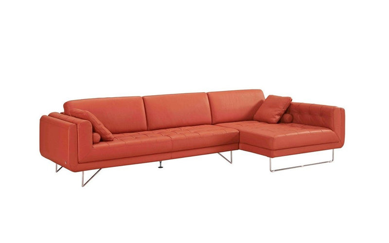 Divani Casa Katie Modern Orange Italian Leather Sectional Sofa