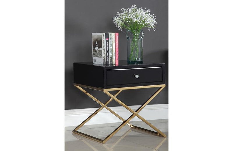 Fabienne Black Gold Nightstand