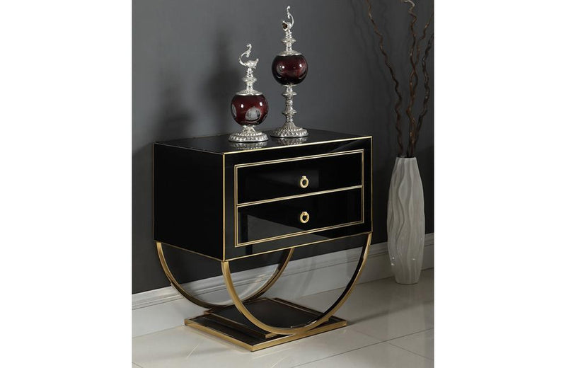 Fabianne Black Gold Nightstand