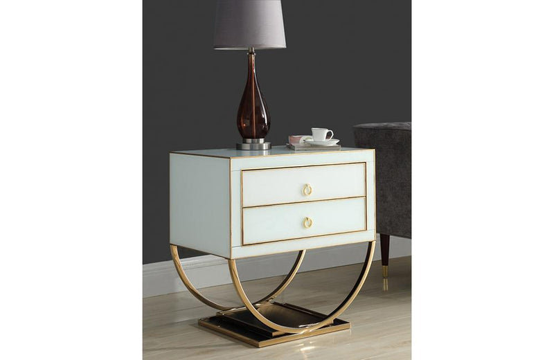 Fabianne White Gold Nightstand