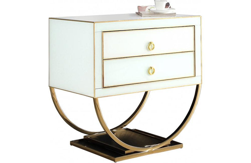 Fabianne White Gold Nightstand