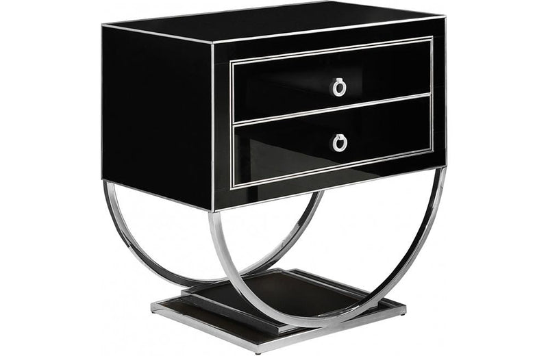 Fabianne Black Chrome Nightstand