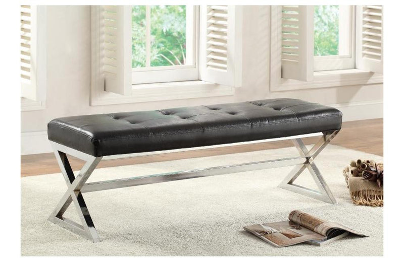 Lucy Black Bonded Leather Bench