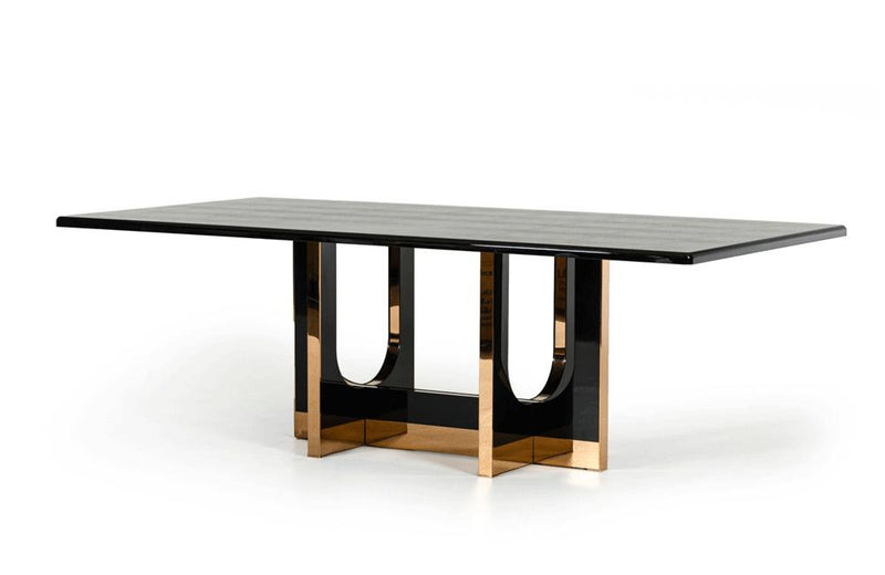 Padua Modern Black Crocodile & Rosegold Dining Table