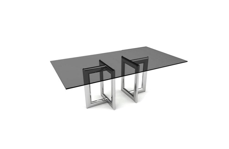 Laina Dining Table Rectangle Base Smoke Glass