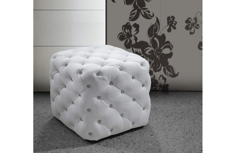 Nina Modern Eco Leather Pouf White