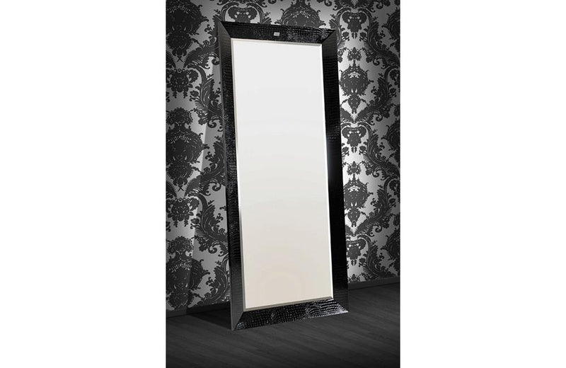 Regal Modern Crocodile Lacquer Mirror Black