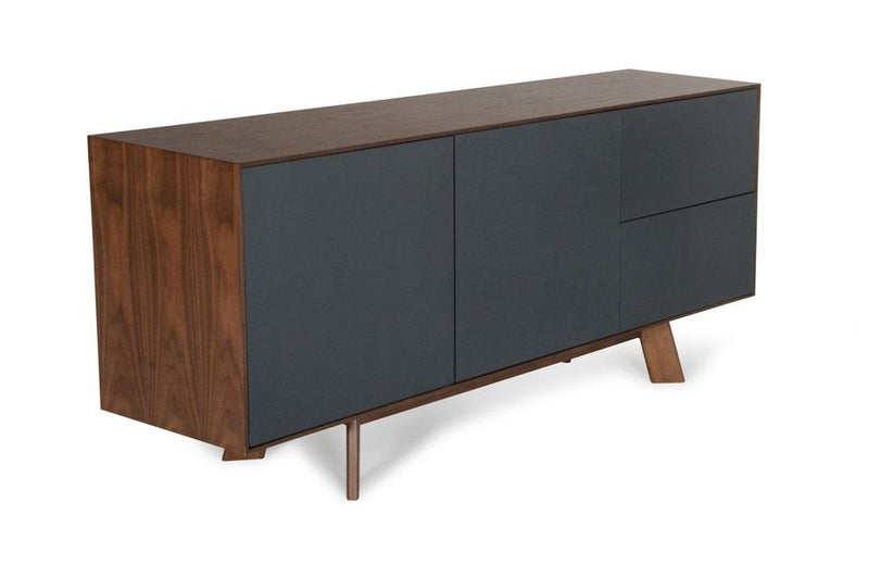 Weylyn Modern Charcoal Gray & Walnut Buffet