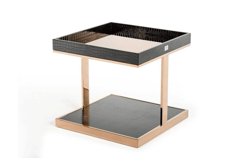 Padua Modern Black & Rosegold End Table