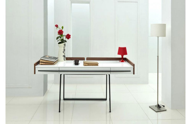 Branton Contemporary White & Walnut Office Desk