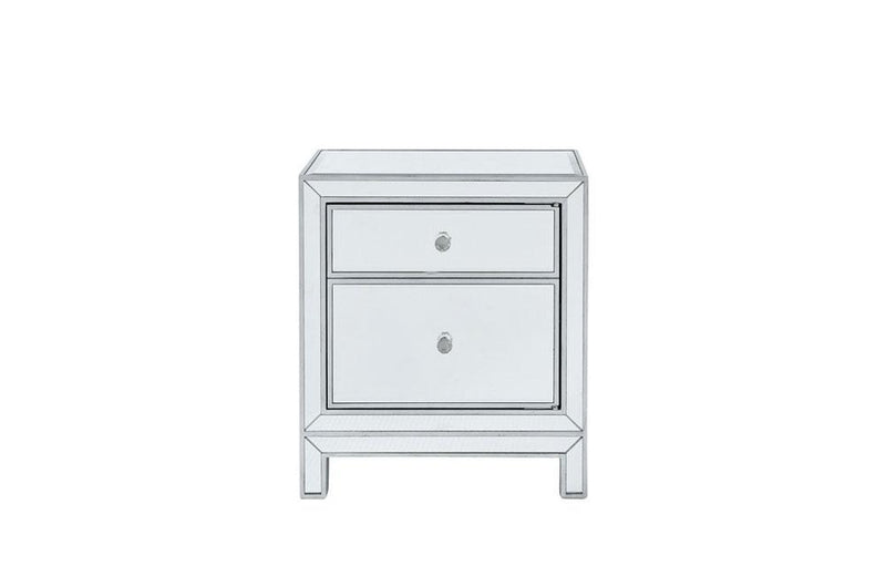 Modern 1 Door Antique Silver Paint Nightstand