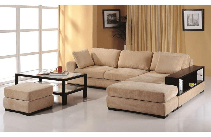 Justina Sectional Sofa Set with 2 Ottoman Beige