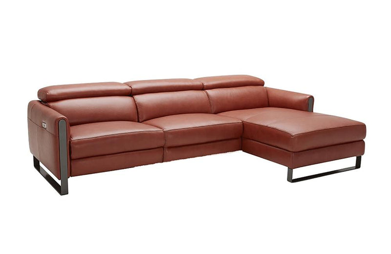 Alanzo Orange Reclining Leather Sectional Sofa